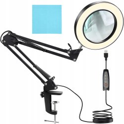 Izoxis 23893 Multifunkční lampa s lupou 32 LED, USB, černá