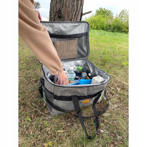 Trizand 23843 Termotaška s chladiacou vložkou na pláž, piknik, 40 l, sivá