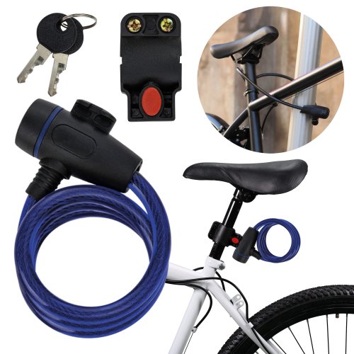Vergionic 0729 Zámok na bicykel - lanko, 100 cm, 2 kľúče, modrá