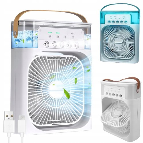 Verk 27034 Stolný mini ventilátor so zvlhčovačom vzduchu, RGB čierny