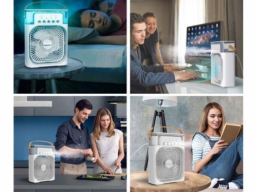 Verk 27034 Stolný mini ventilátor so zvlhčovačom vzduchu, RGB modrý