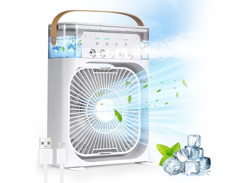 Verk 27034 Stolný mini ventilátor so zvlhčovačom vzduchu, RGB modrý