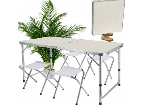 Verk 14469 Skladací kempingový set pre 4 osoby béžový