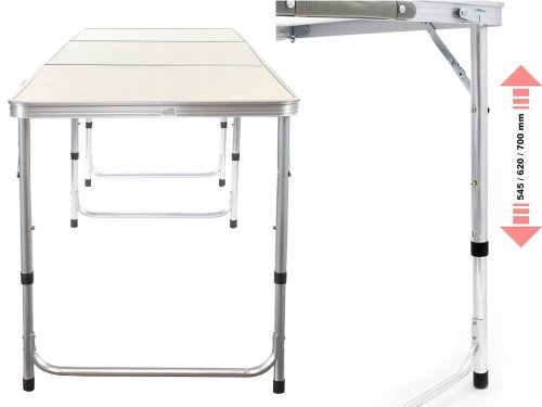 Verk 14470 Skladací kempingový stôl 180 x 60 cm béžový