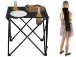 Verk 14471 Stôl kempingový skladací s držiakmi na nápoje čierny