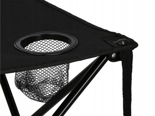 Verk 14471 Stôl kempingový skladací s držiakmi na nápoje čierny