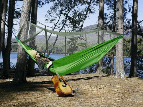Verk 27125 Turistická hamaka s moskytiérou 270 x 140 cm zelená
