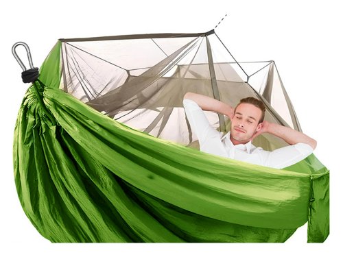Verk 27125 Turistická hamaka s moskytiérou 270 x 140 cm zelená