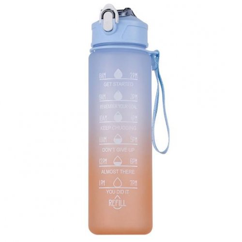 Foxter 2573 Fľaša na vodu s denným pitným režimom 1000 ml oranžovomodrá
