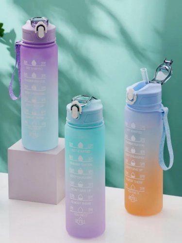 Foxter 2573 Fľaša na vodu s denným pitným režimom 1000 ml oranžovomodrá