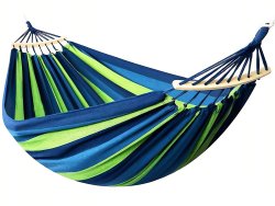 Verk 27119 Hamaka Houpací síť pro dva 260 x 150 cm modrozelené pruhy
