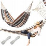 Verk 27120 Hamaka Houpací síť 200 x 150 cm hnědé pruhy