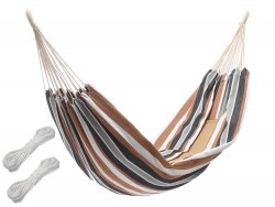 Verk 27120 Hamaka Houpací síť 200 x 150 cm hnědé pruhy