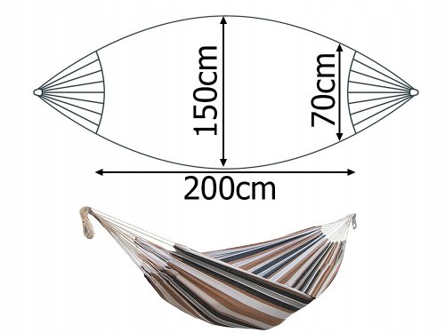 Verk 27120 Hamaka Houpací síť 200 x 150 cm hnědé pruhy