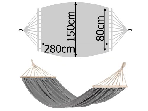 Verk 27122 Hamaka Houpací síť dřevo 220 x 150 cm šedá