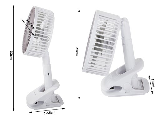 Verk 27027 Bezdrôtový skladací ventilátor s klipom biely