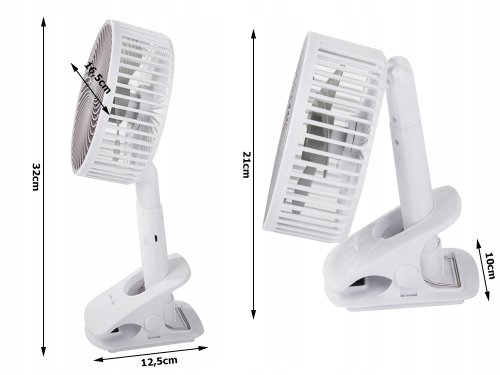 Verk 27027 Bezdrôtový skladací ventilátor s klipom biely