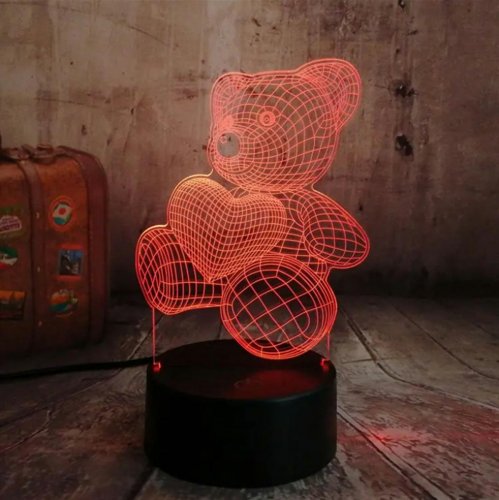 APT ZD98J Nočná LED RGB lampička 3D medvedík