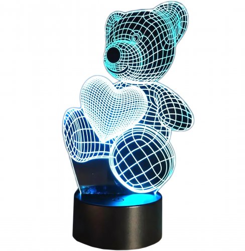 APT ZD98J Nočná LED RGB lampička 3D medvedík