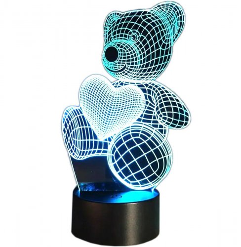 APT ZD98J Nočná LED RGB lampička 3D medvedík