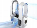 Verk 16032 Stolný bezlopatkový ventilátor s LED osvetlením zelený