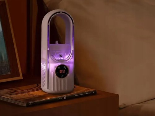 Verk 16032 Stolný bezlopatkový ventilátor s LED osvetlením zelený