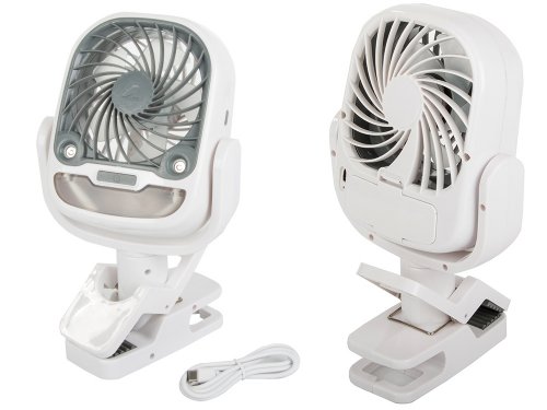 Verk 16033 Ventilátor s klipom USB, RGB 2 v 1 biely