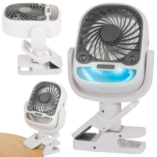 Verk 16033 Ventilátor s klipom USB, RGB 2 v 1 biely