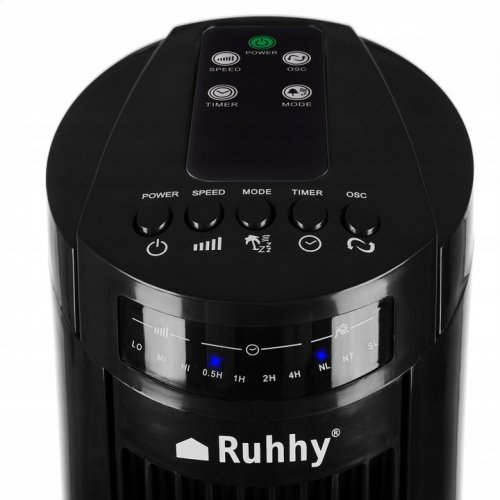 Ruhhy 23355 Stĺpový ventilátor s diaľkovým ovládačom, 50 W, 84 cm, čierna