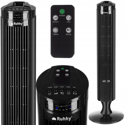 Ruhhy 23355 Stĺpový ventilátor s diaľkovým ovládačom, 50 W, 84 cm, čierna