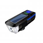Verk 14491 USB LED svetlo na bicykel s klaksónom a solárnym nabíjaním, modré