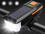 Verk 14491 USB LED svetlo na bicykel s klaksónom a solárnym nabíjaním, modré