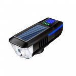 Verk 14491 USB LED svetlo na bicykel s klaksónom a solárnym nabíjaním, modré