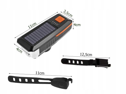 Verk 14491 USB LED svetlo na bicykel s klaksónom a solárnym nabíjaním, modré