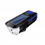 Verk 14491 LED světlo na kolo USB s klaksonem a solárním nabíjením, modré