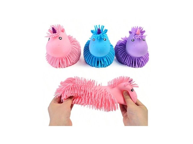 GGV Antistresový Jednorožec svítící 18 cm, žlutá