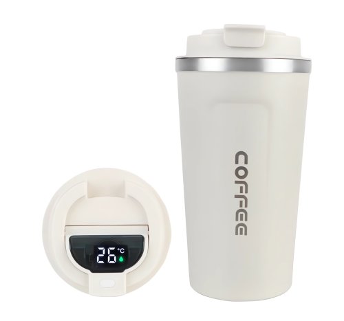 Pronett XJ5296 Termohrnek s teploměrem LCD, 500 ml bílý