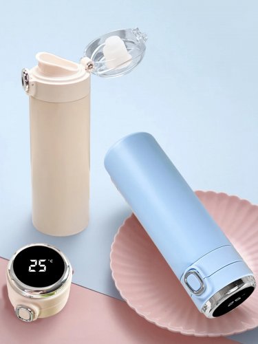 Pronett XJ5250 Termohrnček s náustkom, LCD 300 ml biely