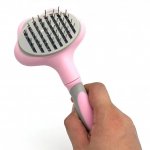 Nuxie 2706 Samočistící kartáč na psy a kočky Hair Brush modrý