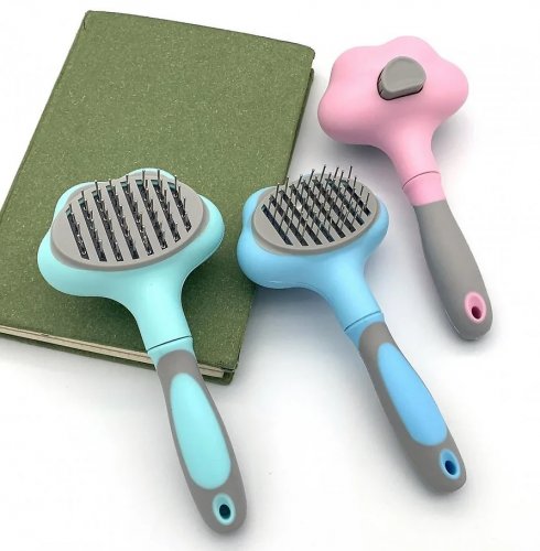 Nuxie 2706 Samočistící kartáč na psy a kočky Hair Brush modrý