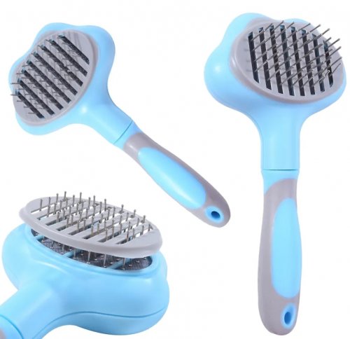 Nuxie 2706 Samočistící kartáč na psy a kočky Hair Brush zelený
