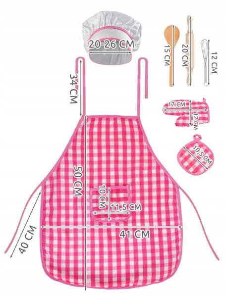 Kruzzel 23445 Detská sada kuchynská zástera, čiapky a rukavice