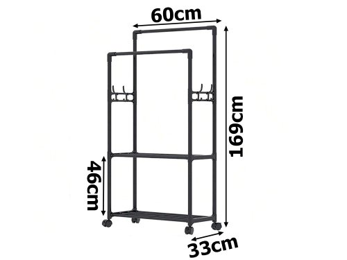 Verk 27258 Stojan na oděvy na kolečkách černý