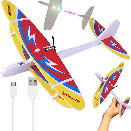 Verk 18264 Penové Hádzacie Lietadlo RGB, USB červené