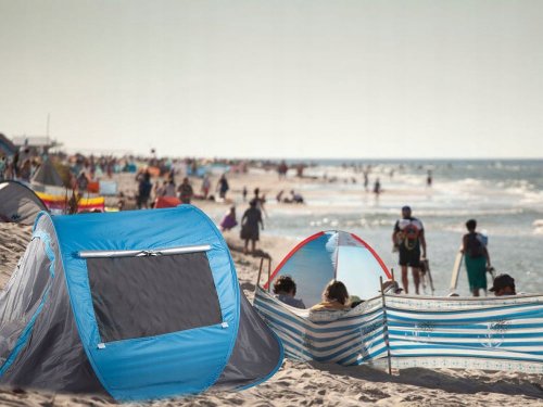 Verk 14529 Samorozkládací stan UV plážový 210 x 130 x 85 cm modrošedý