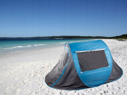 Verk 14529 Samorozkládací stan UV plážový 210 x 130 x 85 cm modrošedý