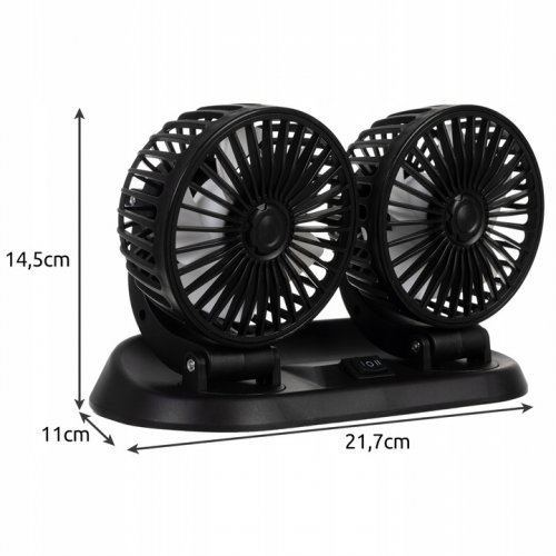 Xtrobb 23222 Dvojitý ventilátor do auta čierny