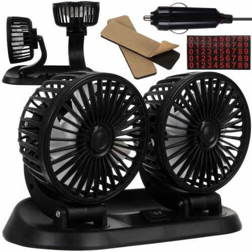 Xtrobb 23222 Dvojitý ventilátor do auta čierny