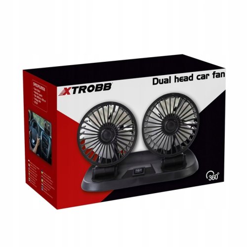 Xtrobb 23222 Dvojitý ventilátor do auta černý