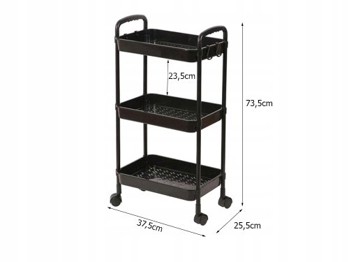 Verk 27259 Regál na kolieskach, 3 police čierna